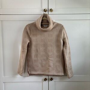 J. Crew Tan Plaid Cowl Neck Top